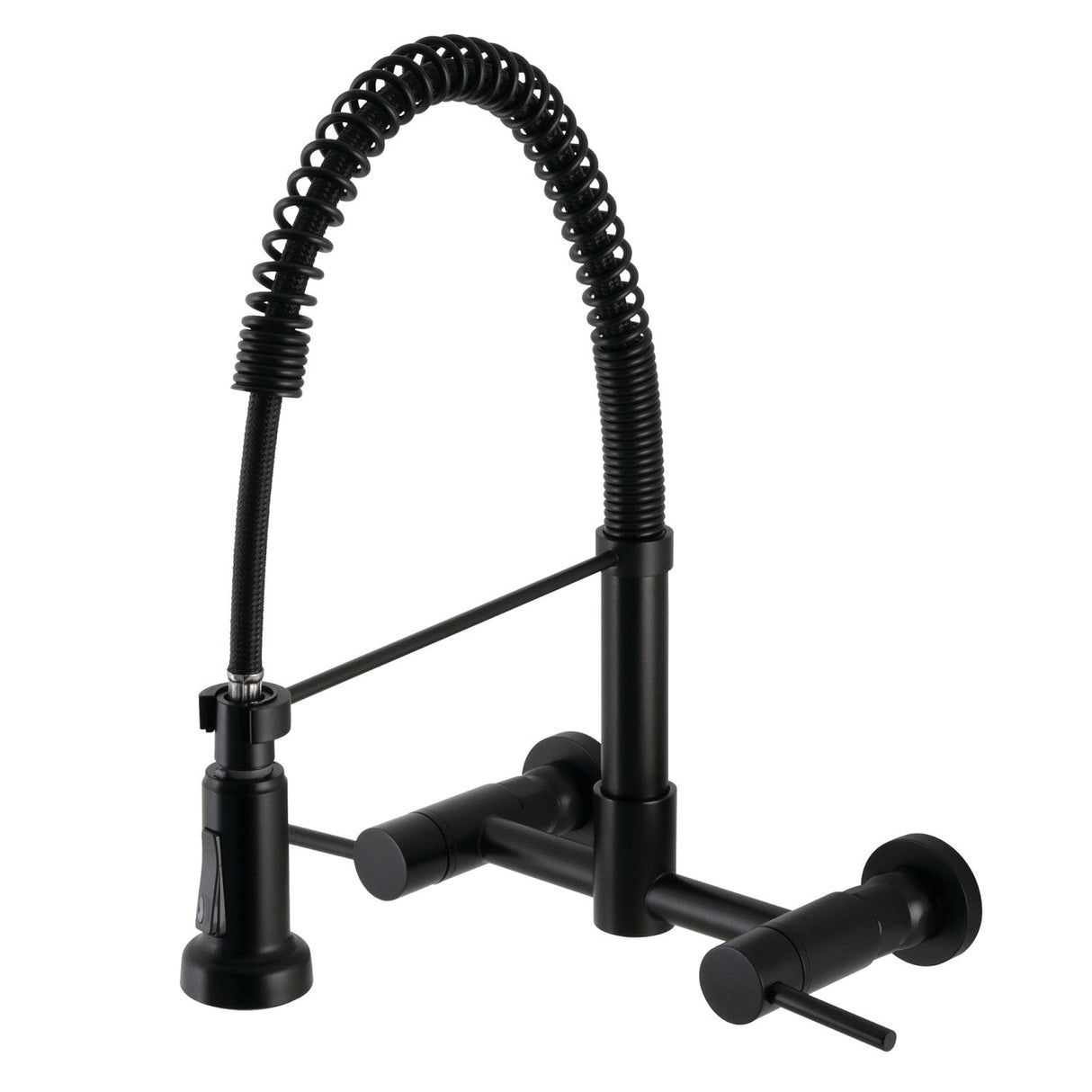 Concord GS8180DL Two-Handle 2-Hole Wall Mount Pull-Down Sprayer Kitchen Faucet, Matte Black