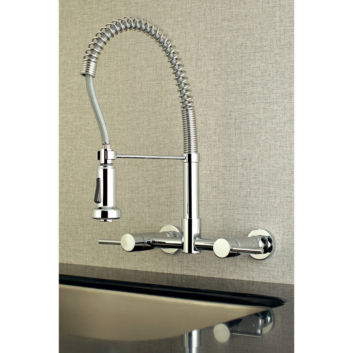 Concord GS8181DL Two-Handle 2-Hole Wall Mount Pull-Down Sprayer Kitchen Faucet, Polished Chrome