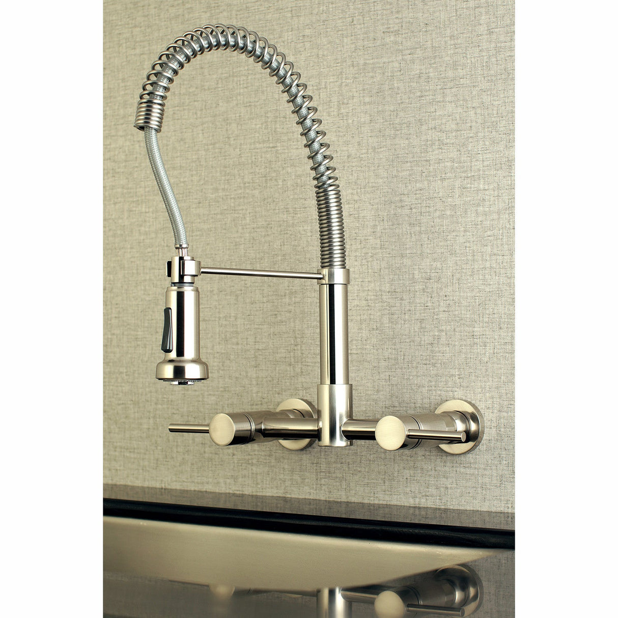 Concord GS8188DL Two-Handle 2-Hole Wall Mount Pull-Down Sprayer Kitchen Faucet, Brushed Nickel