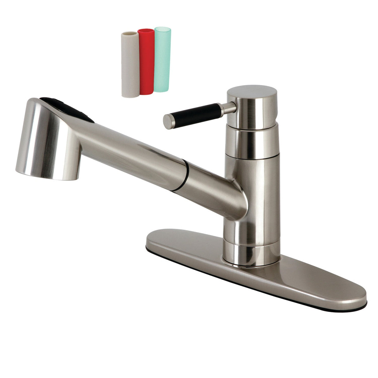 Kaiser GSC8578DKL Single-Handle 1-or-3 Hole Deck Mount Pull-Out Sprayer Kitchen Faucet, Brushed Nickel
