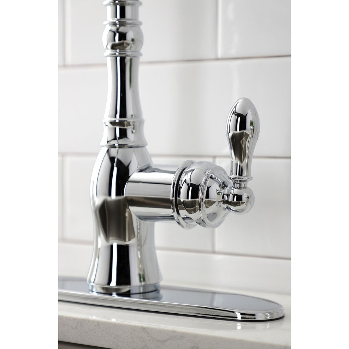 American Classic GSY7701ACLBS Single-Handle 2-or-4 Hole Deck Mount Kitchen Faucet with Brass Sprayer, Polished Chrome