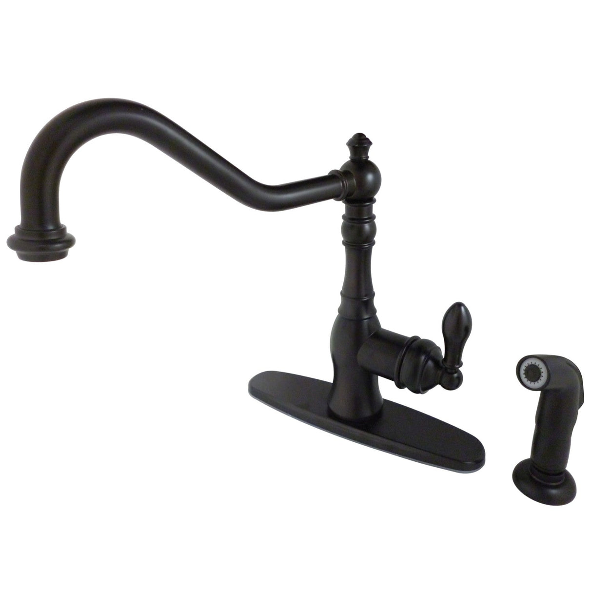 American Classic GSY7705ACLSP Single-Handle 2-or-4 Hole Deck Mount Kitchen Faucet with Brass Sprayer, Oil Rubbed Bronze