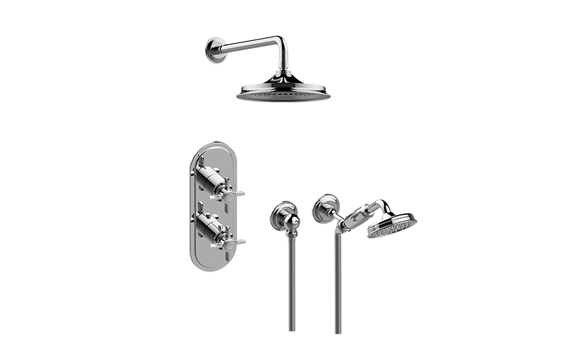 GRAFF Architectural Black M-Series Thermostatic Shower System - Shower with Handshower (Trim Only)  GT2.022WD-C16E0-BK-T