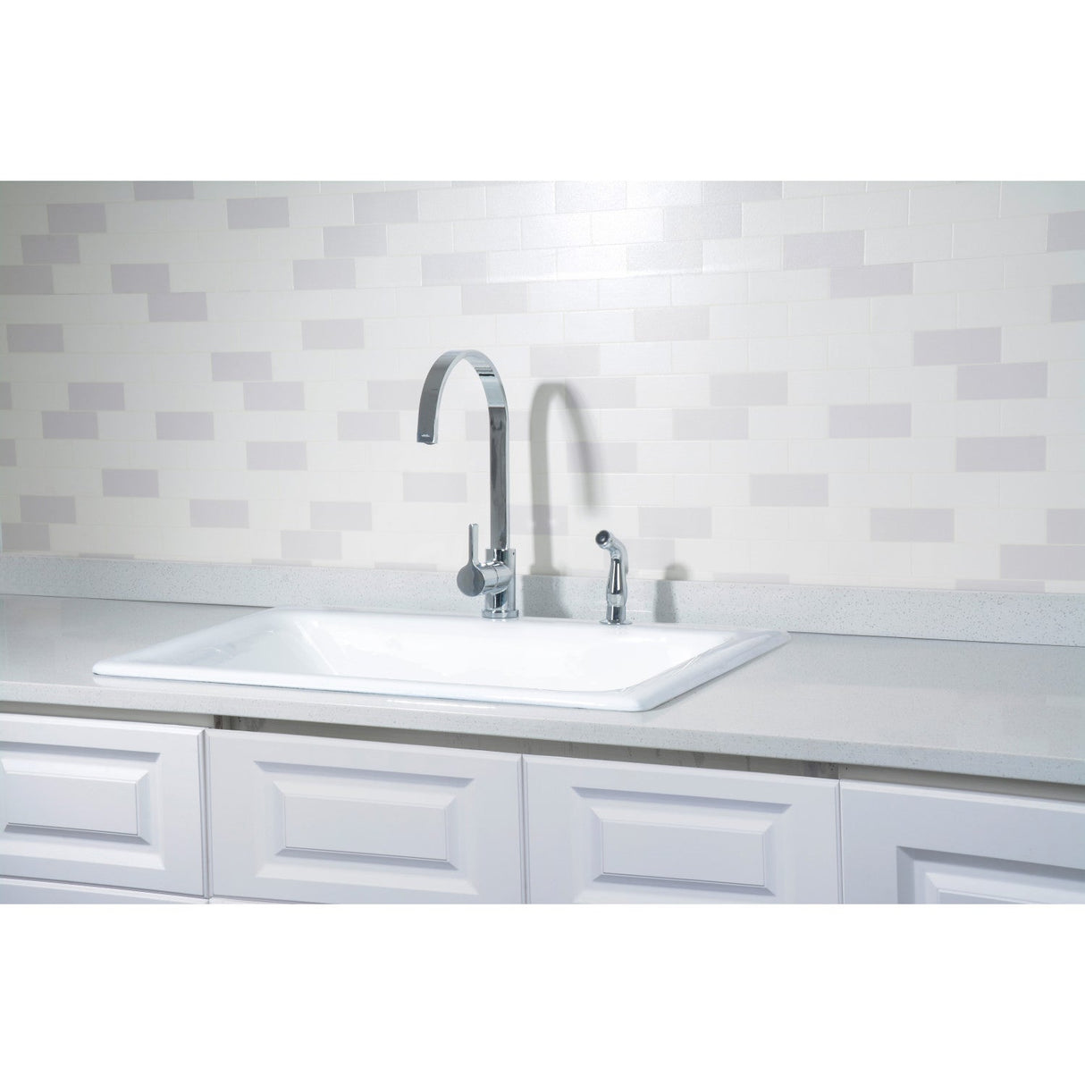 Towne GT252292 25-Inch Cast Iron Self-Rimming 2-Hole Single Bowl Drop-In Kitchen Sink, White