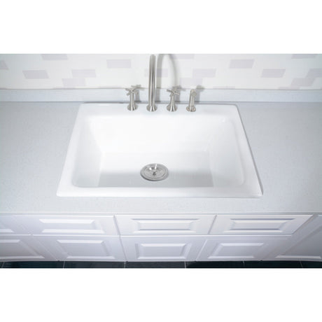 Towne GT252294 25-Inch Cast Iron Self-Rimming 4-Hole Single Bowl Drop-In Kitchen Sink, White