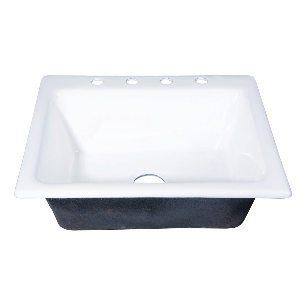 Towne GT252294 25-Inch Cast Iron Self-Rimming 4-Hole Single Bowl Drop-In Kitchen Sink, White