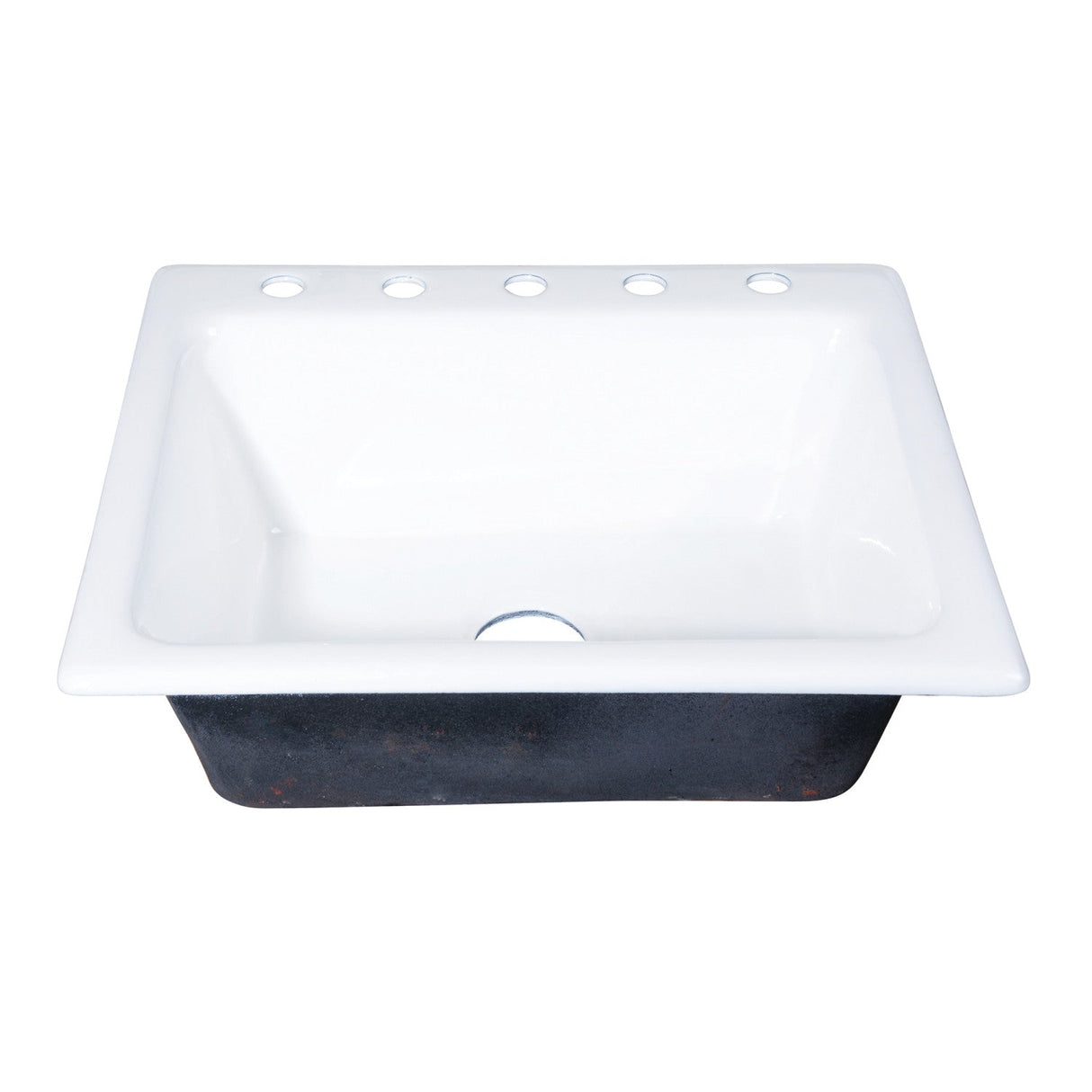 Towne GT252295 25-Inch Cast Iron Self-Rimming 5-Hole Single Bowl Drop-In Kitchen Sink, White