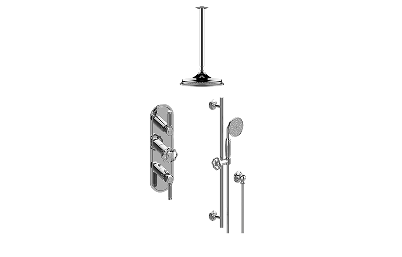 GRAFF Polished Nickel M-Series Thermostatic Shower System - Shower with Handshower (Rough & Trim)  GT3.041WB-ALM56C18-PN