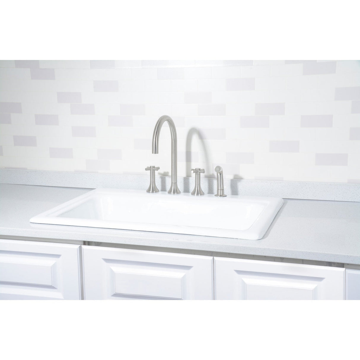 Towne GT332294 33-Inch Cast Iron Self-Rimming 4-Hole Single Bowl Drop-In Kitchen Sink, White