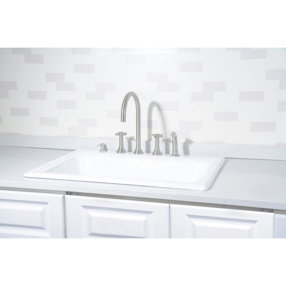 Towne GT332295 33-Inch Cast Iron Self-Rimming 5-Hole Single Bowl Drop-In Kitchen Sink, White