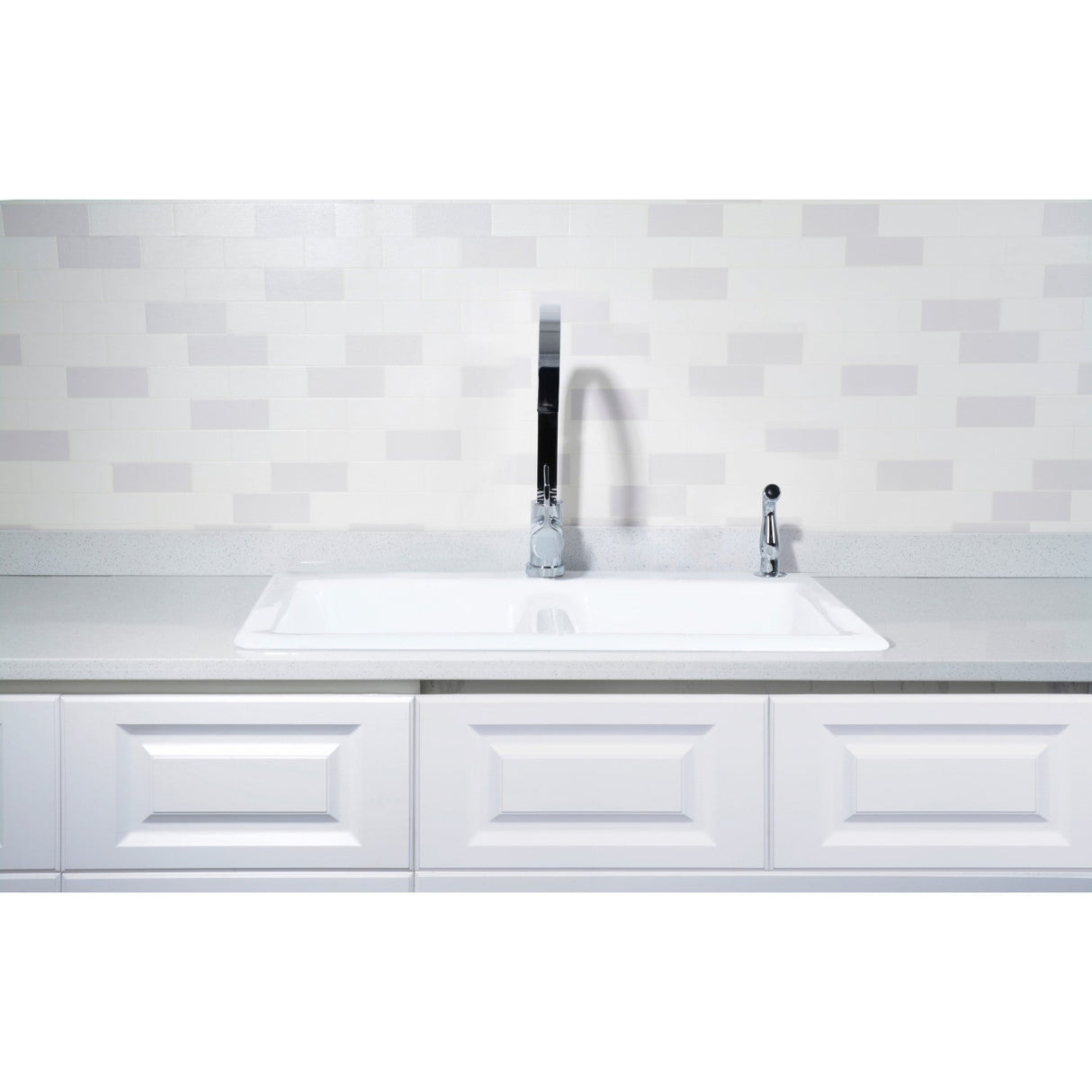 Petra Galley GT33229D2 33-Inch Cast Iron Self-Rimming 2-Hole Double Bowl Drop-In Kitchen Sink, White