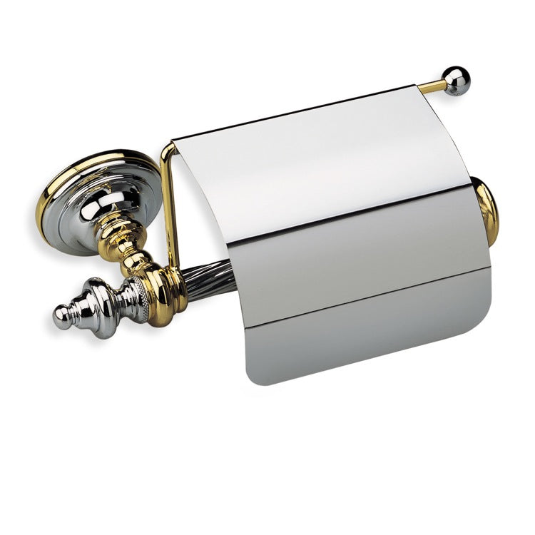 Toilet Roll Holder With Cover, Classic-Style, Brass