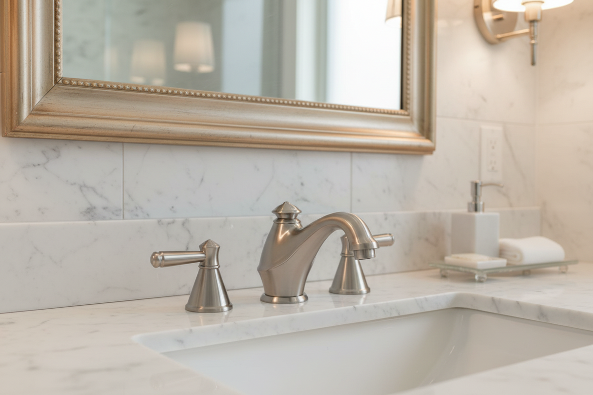 Gerber Waveland Widespread Lavatory Faucet 0043095BN w/ Metal Pop-Up Drain