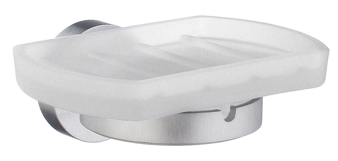 Smedbo Home Holder with Soap Dish in Frosted Glass in Brushed Chrome