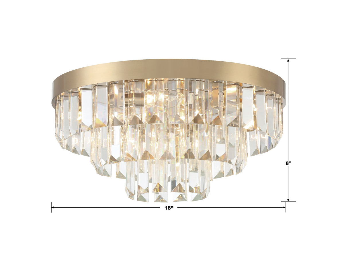 Hayes 8 Light Aged Brass Flush Mount HAY-1403-AG