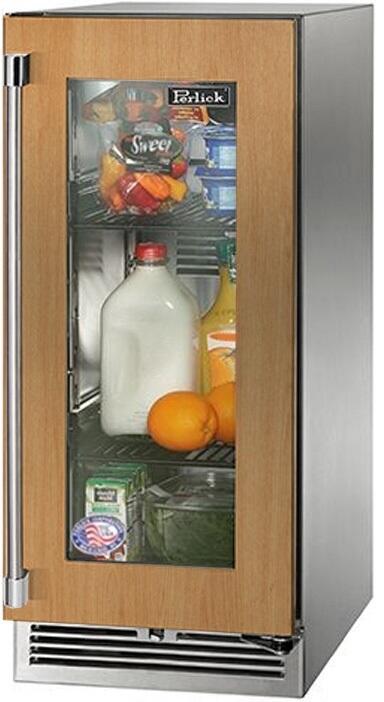 Perlick 15" Signature Series Outdoor Built-In Counter Depth Compact Refrigerator with 2.8 cu. ft. Capacity, with Glass Door in Panel Ready (HP15RM-4-4)