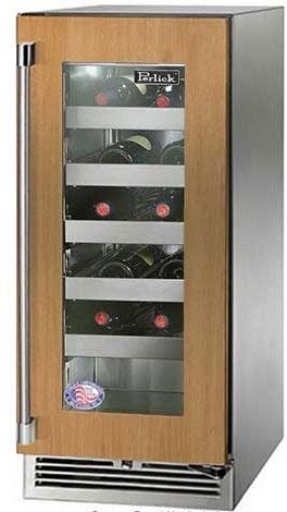 Perlick 15" Signature Series Built-In Wine Cooler with 20 Bottle Capacity Single Zone with Glass Door in Panel Ready (HP15WM-4-4)