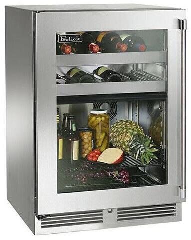 Perlick 24" Signature Series Outdoor Built-In Glass Door Beverage Center with 5 cu. ft. Capacity Dual Zone in Stainless Steel (HP24CM-4-3)