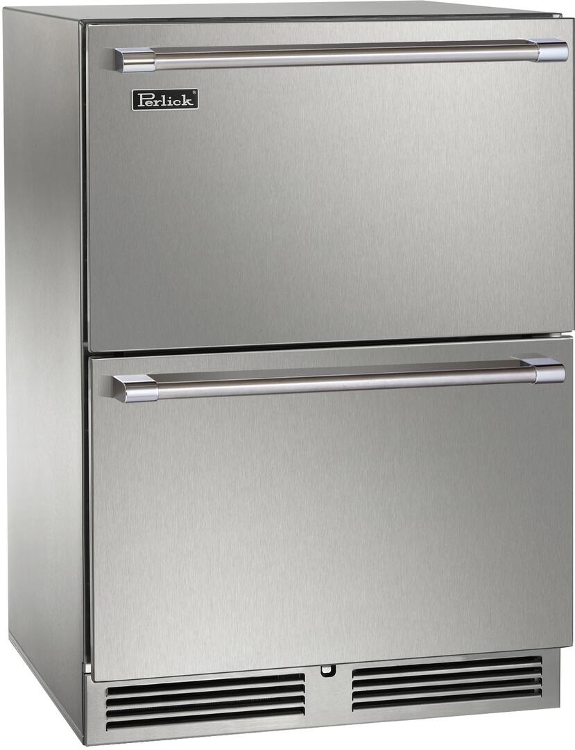 Perlick 24-Inch Signature Series Outdoor Built-In Counter Depth Drawer Refrigerator with 5 cu. ft Capacity in Stainless Steel (HP24ZM-4-5)