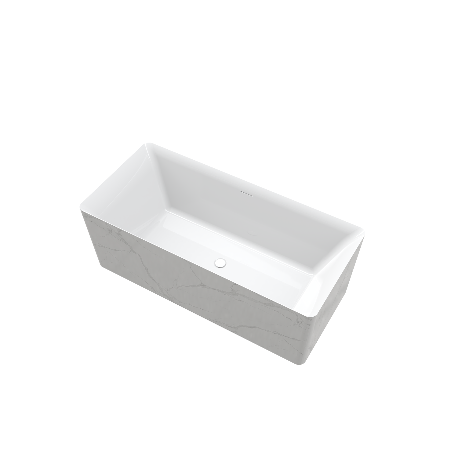 Marwa 65" Acrylic Tub with Internal Drain and Overflow-Marble White