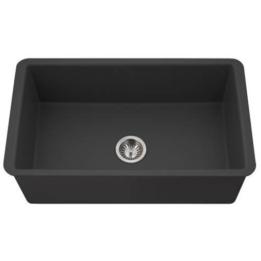 Hamat - CHE-3219SU-MB - Undermount Fireclay Single Bowl Kitchen Sink, Matte Black