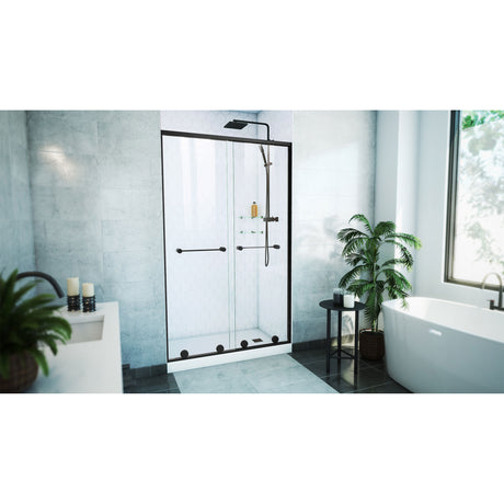 DreamLine Harmony 44-48 in. W x 76 in. H Semi-Frameless Bypass Shower Door in Satin Black and Clear Glass