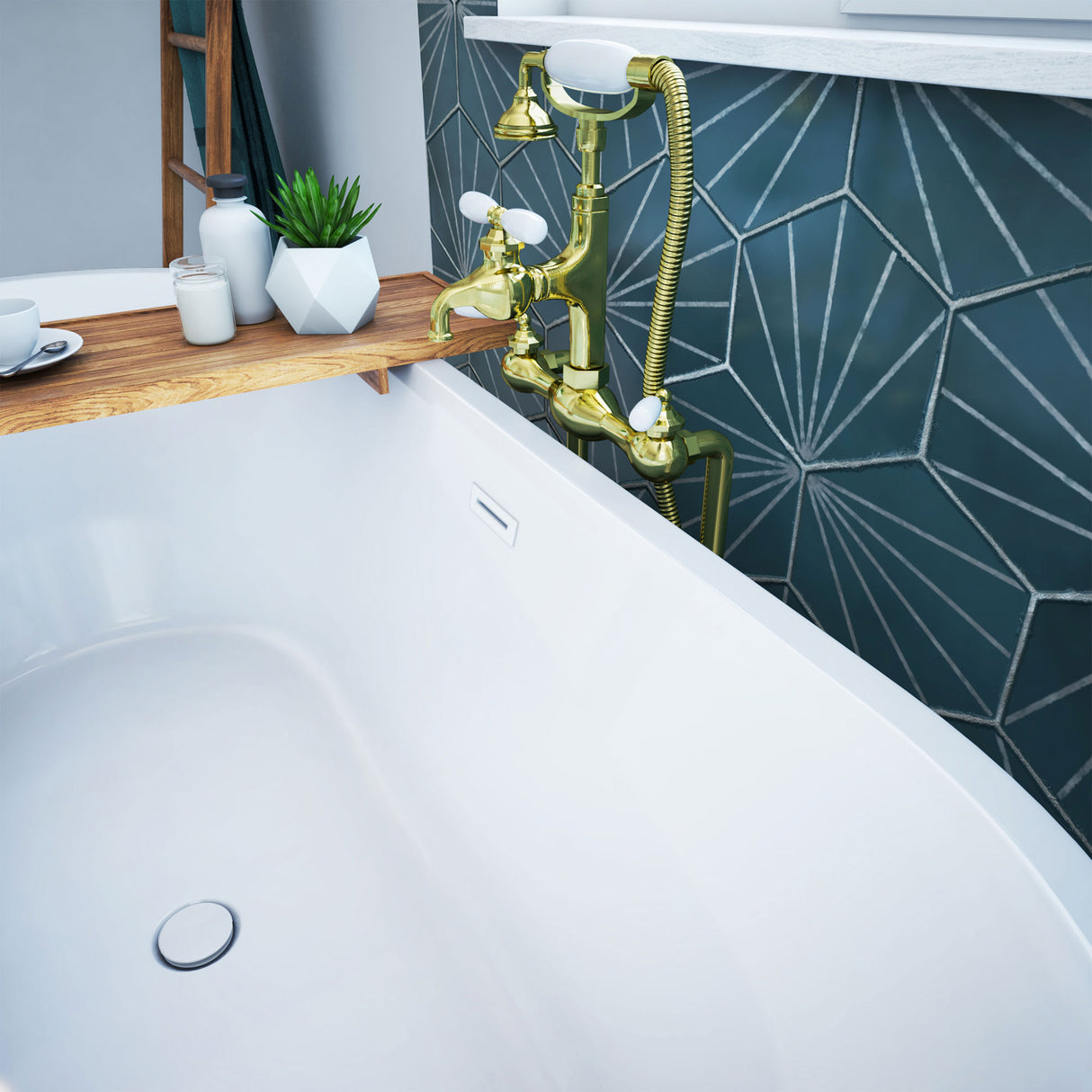 DreamLine Havana 67 in. L x 23 in. H White Acrylic Freestanding Bathtub