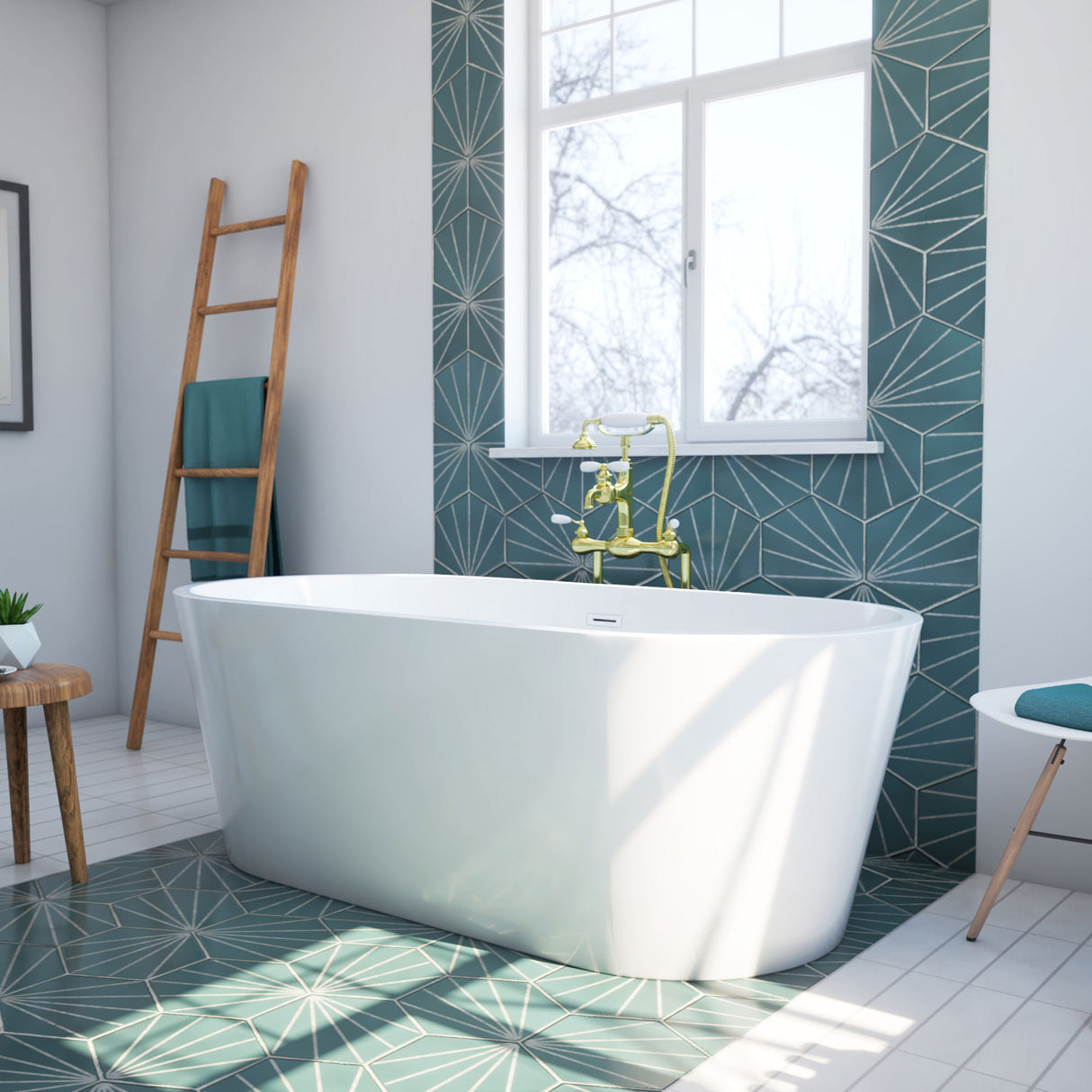 DreamLine Havana 67 in. L x 23 in. H White Acrylic Freestanding Bathtub