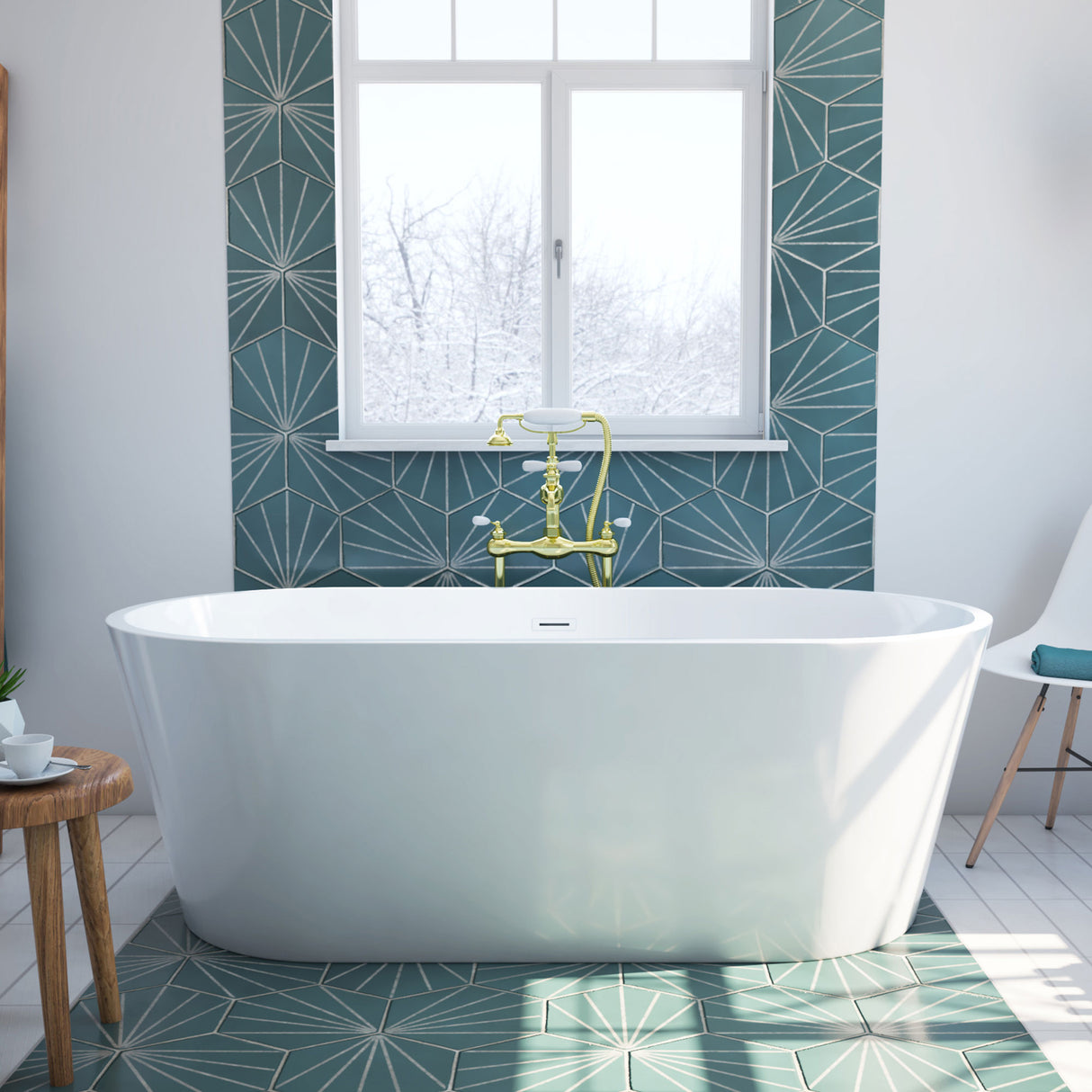 DreamLine Havana 67 in. L x 23 in. H White Acrylic Freestanding Bathtub