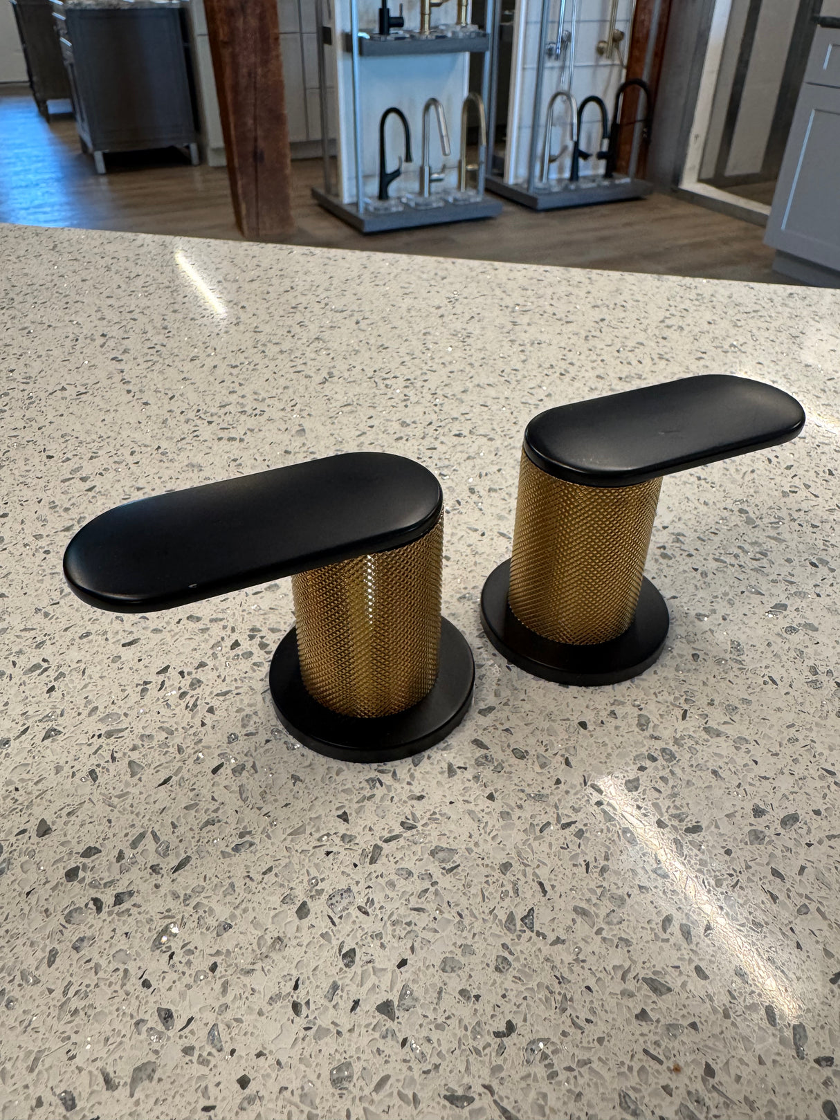 Riobel Ciclo CI08KNBKBG Faucet Handles – Black / Brushed Gold – Replacement Parts – 2 Pack