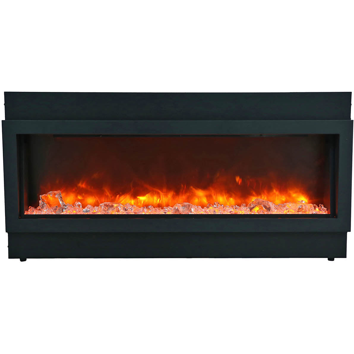 Amantii BI-50-DEEP-OD Panorama Deep Full View Smart Electric  - 50" Indoor /Outdoor WiFi Enabled Fireplace, featuring a MultiFunction Remote, Multi Speed Flame Motor, Glass Media & a Black Trim