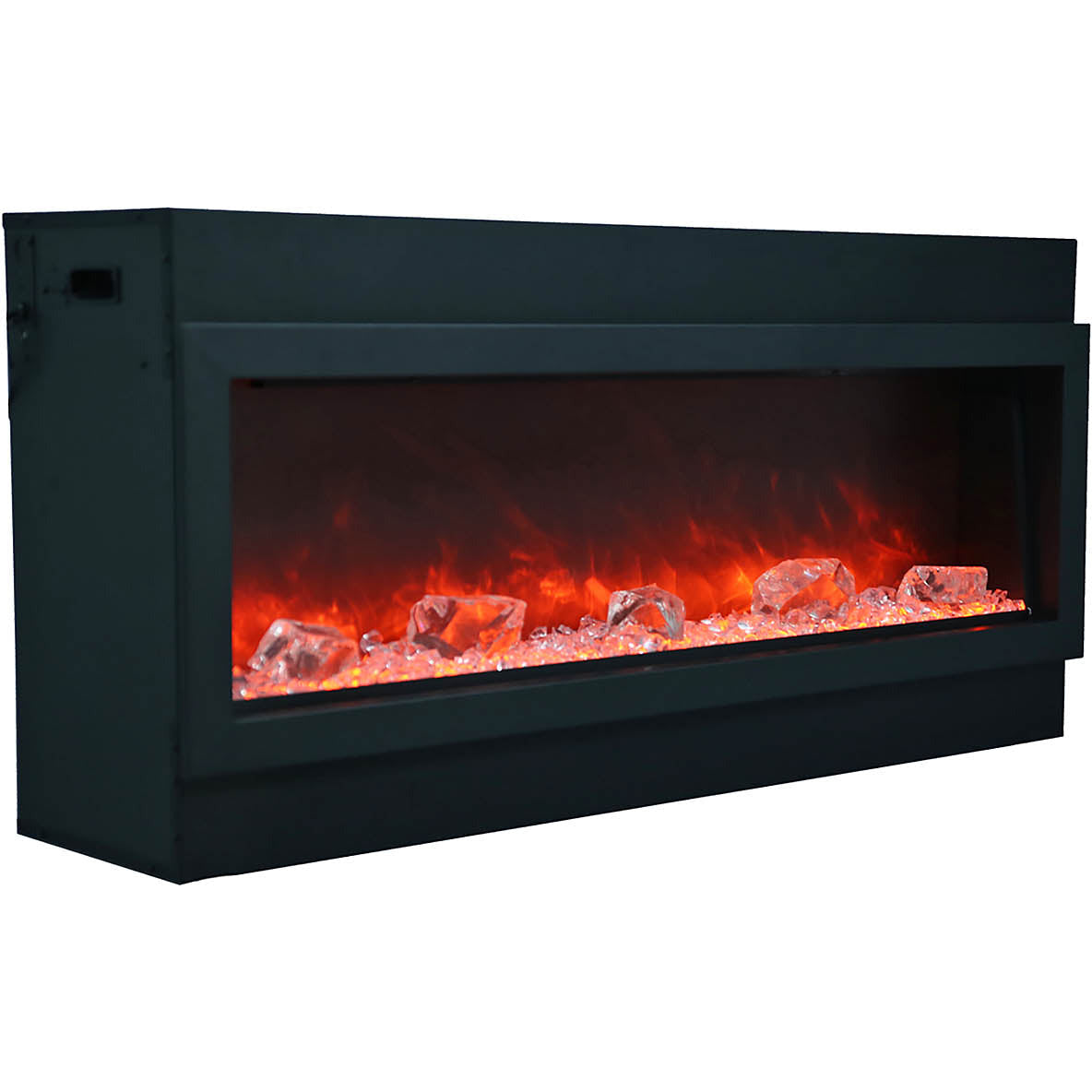 Amantii BI-88-DEEP-XT Panorama Deep & Xtra Tall Full View Smart Electric  - 88" Indoor /Outdoor WiFi Enabled  Fireplace, featuring a MultiFunction Remote, Multi Speed Flame Motor, Glass Media & a Black Trim