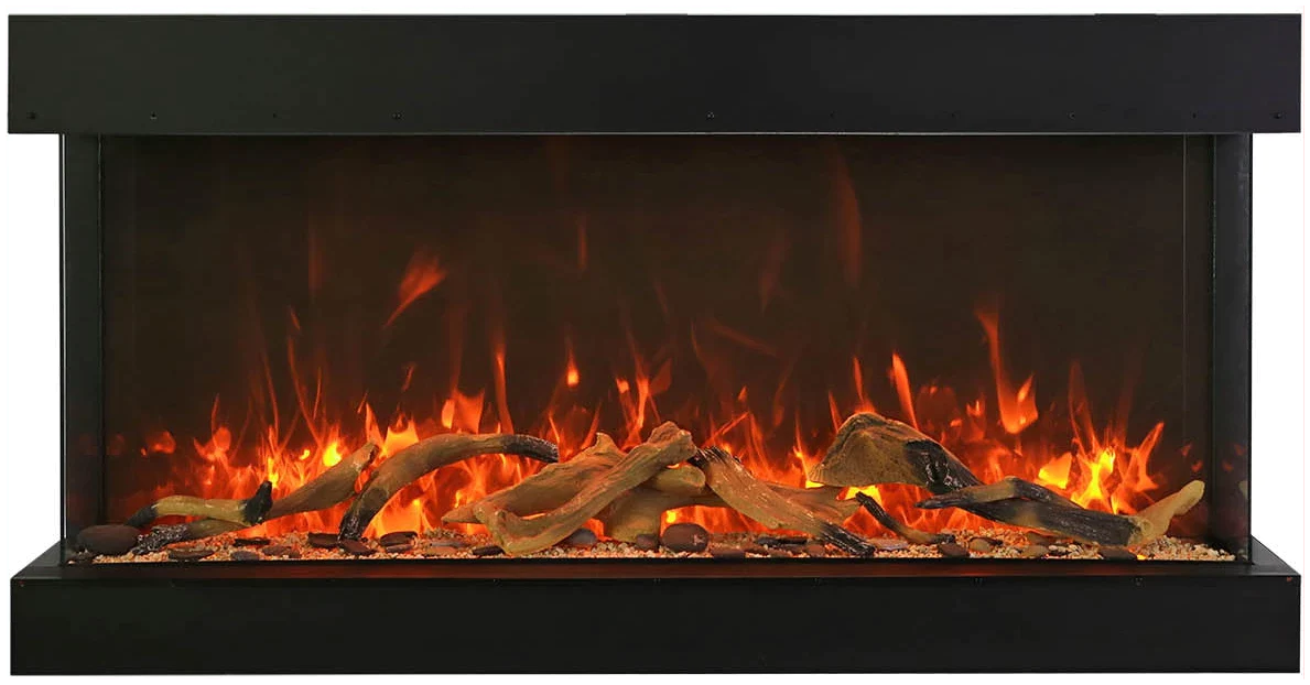 Amantii 88-TRV-XT-XL Trv View Extra Tall Smart Electric - 88" Indoor / Outdoor WiFi Enabled  3 Sided Electric Fireplace Featuring a 22" Height, MultiFunction Remote, Multi Speed Flame Motor, and a Selection of Media Options