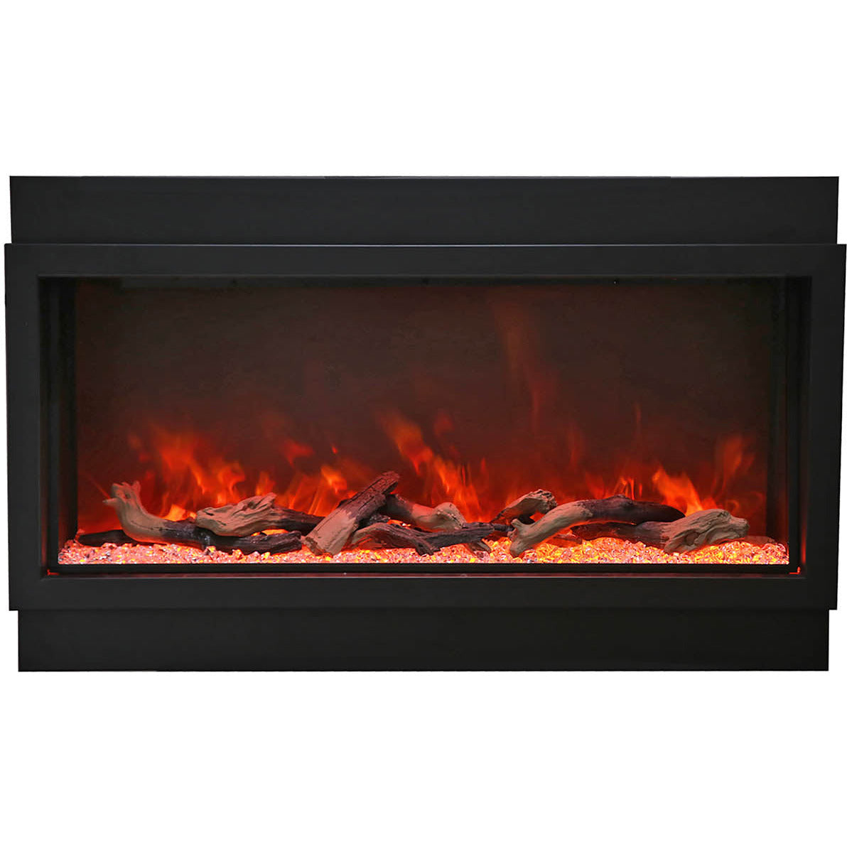 Amantii BI-50-DEEP-OD Panorama Deep Full View Smart Electric  - 50" Indoor /Outdoor WiFi Enabled Fireplace, featuring a MultiFunction Remote, Multi Speed Flame Motor, Glass Media & a Black Trim