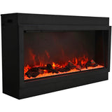 Amantii BI-50-DEEP-OD Panorama Deep Full View Smart Electric  - 50" Indoor /Outdoor WiFi Enabled Fireplace, featuring a MultiFunction Remote, Multi Speed Flame Motor, Glass Media & a Black Trim