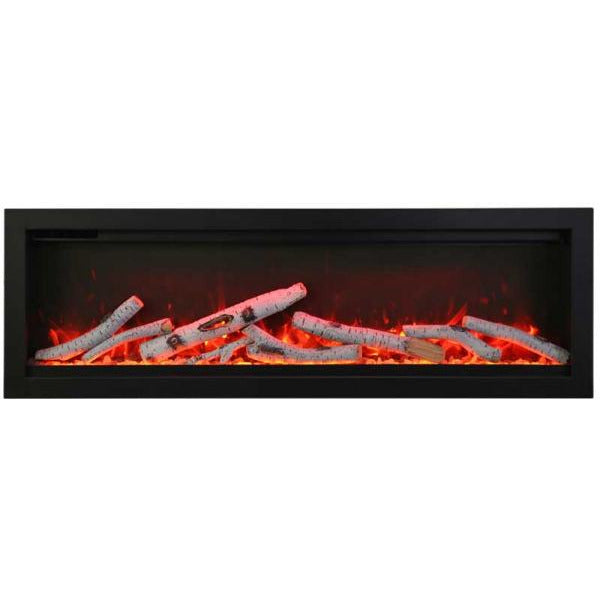 Amantii SYM-42 Symmetry Smart Electric  42" Indoor / Outdoor WiFi Enabled Built In Fireplace, Featuring a MultiFunction Remote Control , Multi Speed Flame Motor and a 10 piece Birch Log Set