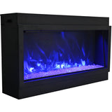 Amantii BI-50-DEEP-OD Panorama Deep Full View Smart Electric  - 50" Indoor /Outdoor WiFi Enabled Fireplace, featuring a MultiFunction Remote, Multi Speed Flame Motor, Glass Media & a Black Trim