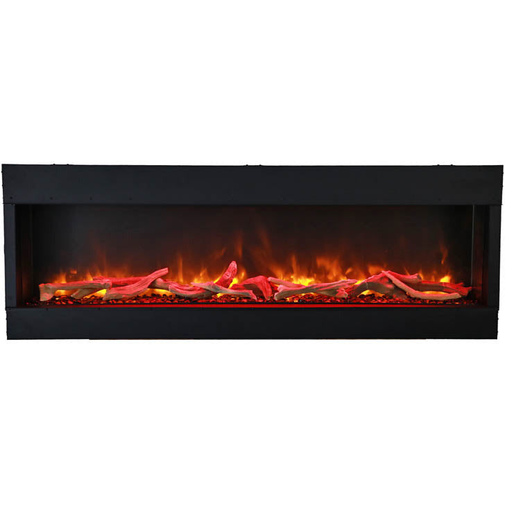 Amantii 60-TRU-VIEW-XL Tru View Deep Smart Electric - 60" Indoor / Outdoor WiFi Enabled 3 Sided Fireplace Featuring a depth of 14 1/4", MultiFunction Remote Control, Multi Speed Flame Motor, and a Selection of Media Options