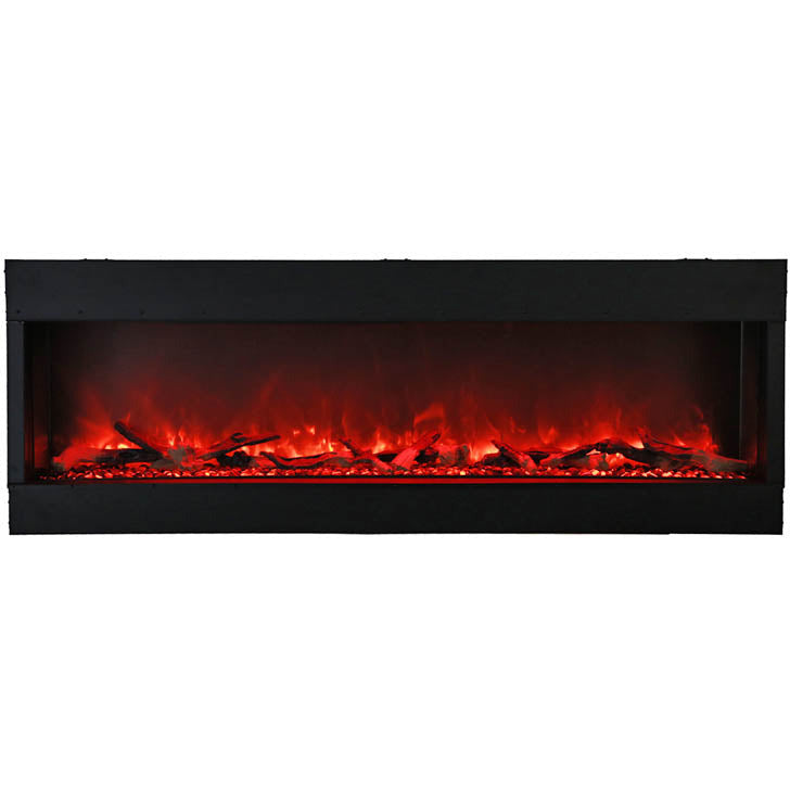 Amantii 60-TRU-VIEW-XL Tru View Deep Smart Electric - 60" Indoor / Outdoor WiFi Enabled 3 Sided Fireplace Featuring a depth of 14 1/4", MultiFunction Remote Control, Multi Speed Flame Motor, and a Selection of Media Options