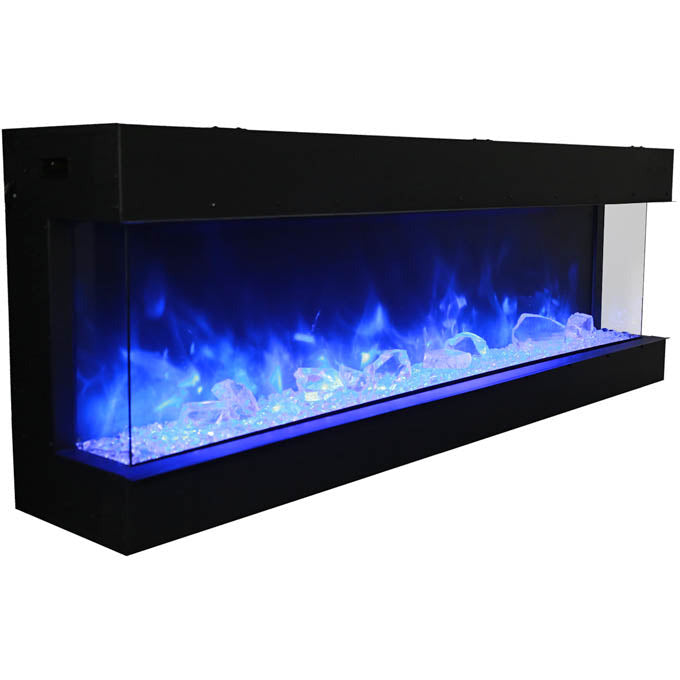 Amantii 60-TRU-VIEW-XL Tru View Deep Smart Electric - 60" Indoor / Outdoor WiFi Enabled 3 Sided Fireplace Featuring a depth of 14 1/4", MultiFunction Remote Control, Multi Speed Flame Motor, and a Selection of Media Options