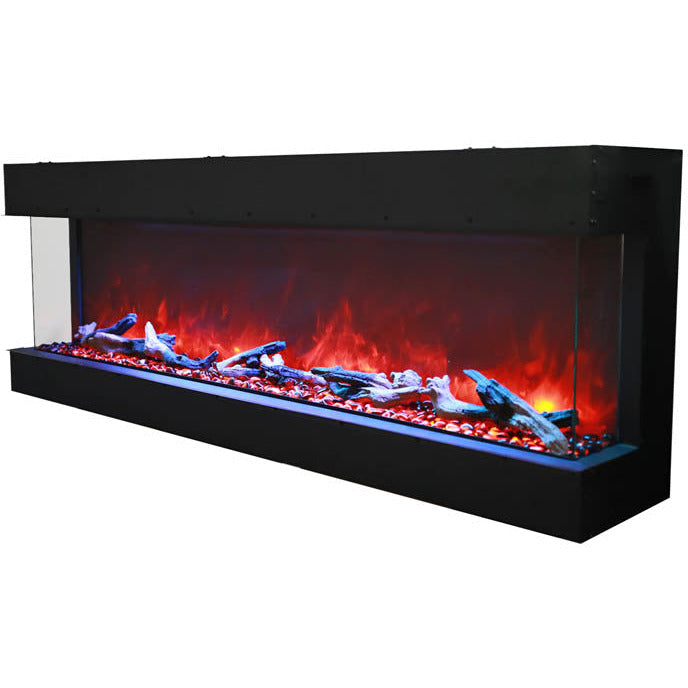 Amantii 60-TRU-VIEW-XL Tru View Deep Smart Electric - 60" Indoor / Outdoor WiFi Enabled 3 Sided Fireplace Featuring a depth of 14 1/4", MultiFunction Remote Control, Multi Speed Flame Motor, and a Selection of Media Options