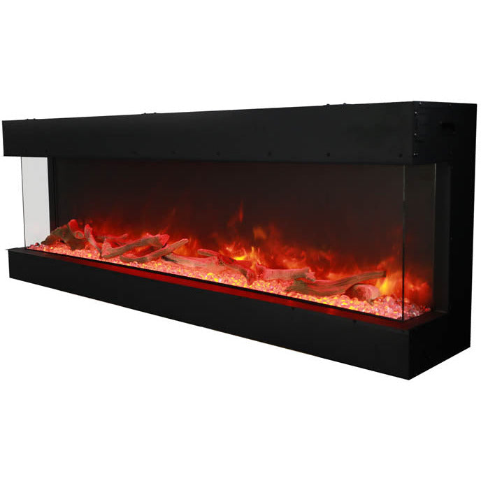 Amantii 60-TRU-VIEW-XL Tru View Deep Smart Electric - 60" Indoor / Outdoor WiFi Enabled 3 Sided Fireplace Featuring a depth of 14 1/4", MultiFunction Remote Control, Multi Speed Flame Motor, and a Selection of Media Options