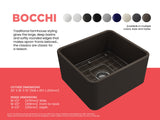 BOCCHI 1136-025-0120 Classico Farmhouse Apron Front Fireclay 20 in. Single Bowl Kitchen Sink with Protective Bottom Grid and Strainer in Matte Brown