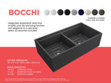 BOCCHI 1348-020-0120 Contempo Step-Rim Apron Front Fireclay 36 in. Double Bowl Kitchen Sink with Integrated Work Station & Accessories in Matte Dark Gray