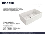 BOCCHI 1353-001-0120 Vigneto Apron Front Fireclay 33 in. Single Bowl Kitchen Sink with Protective Bottom Grid and Strainer in White