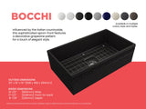BOCCHI 1353-004-0120 Vigneto Apron Front Fireclay 33 in. Single Bowl Kitchen Sink with Protective Bottom Grid and Strainer in Matte Black