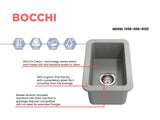 BOCCHI 1358-006-0120 Sotto Dual-mount Fireclay 12 in. Single Bowl Bar Sink with Strainer in Matte Gray