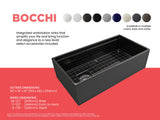BOCCHI 1505-005-0120 Contempo Step-Rim Apron Front Fireclay 36 in. Single Bowl Kitchen Sink with Integrated Work Station & Accessories in Black