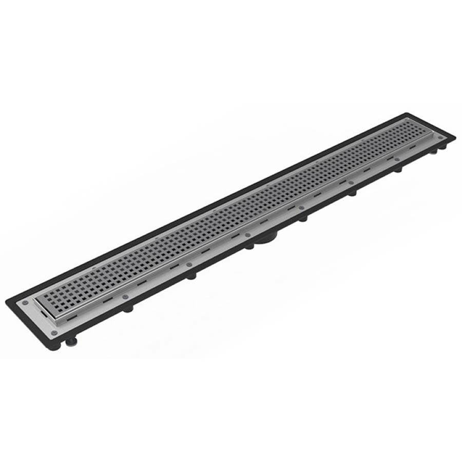 Infinity Drain USQ-A 36 36" Complete Universal Infinity Drain? Kit with ABS Channel and Squares Pattern Grate in Satin Stainless