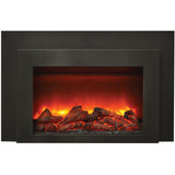Amantii INS-FM-30 Insert Series - 30" Electric Fireplace Insert with Black Steel Surround and Overlay